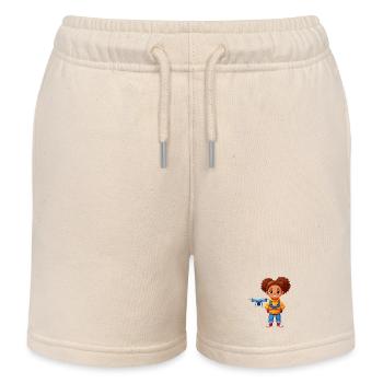Little pilot piloting flying drone – technology - Kids Organic Sweat Shorts by Stanley/Stella - soft Ecru - Front