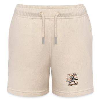 Licorne patineuse avec crinière arc-en-ciel - Short de jogging enfant bio Stanley/Stella - écru doux - Devant