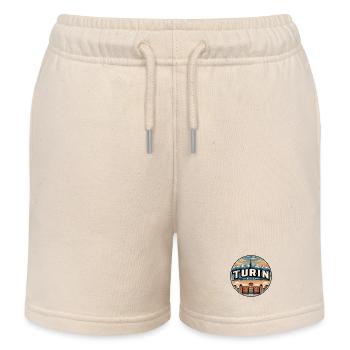Retro Turin Alps Piazza Castello Badge - Kids Organic Sweat Shorts by Stanley/Stella - soft Ecru - Front