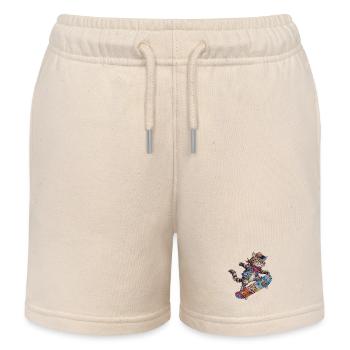 Coole Skater Katze Skateboard Design - Kinder Organic Joggingshorts Mini Bolter von Stanley/Stella - Natur - Vorne