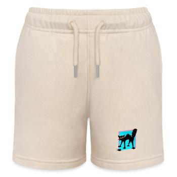 Verängstigte Schwarze Katzenmaus - Kinder Organic Joggingshorts Mini Bolter von Stanley/Stella - Natur - Vorne
