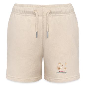 Wonder is where learning begins - Kids Organic Sweat Shorts by Stanley/Stella - soft Ecru - Front