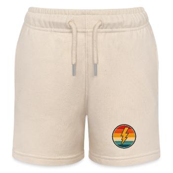 Lightning Retro Badge Vintage-Stil Grafik - Kinder Organic Joggingshorts Mini Bolter von Stanley/Stella - Natur - Vorne