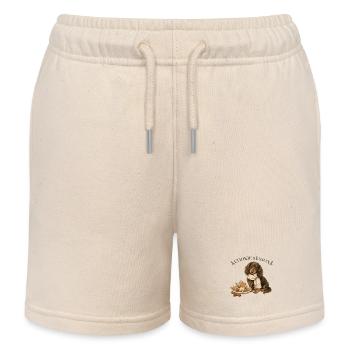 Cookie Season Longhair Dachshund Christmas - Kids Organic Sweat Shorts by Stanley/Stella - soft Ecru - Front