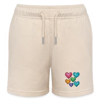 Kristallherzen in verschiedenen Farben - Kinder Organic Joggingshorts Mini Bolter von Stanley/Stella - Natur - Vorne