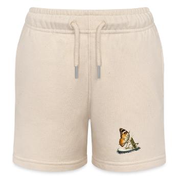 Grashüpfer auf Surfbrett mit Schmetterling Segel - Kinder Organic Joggingshorts Mini Bolter von Stanley/Stella - Natur - Vorne