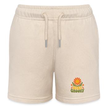 Stay Groovy – 70er Jahre Retro Blume Blüte Vektor - Kinder Organic Joggingshorts Mini Bolter von Stanley/Stella - Natur - Vorne