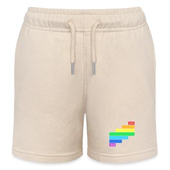 Love Wins - Rainbow Horizontal Stripe Design - Kids Organic Sweat Shorts by Stanley/Stella - soft Ecru - Front