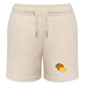 Fresh Orange – Fruity Pop Illustration - Kids Organic Sweat Shorts by Stanley/Stella - soft Ecru - Front