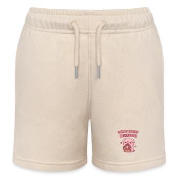 Cochon mignon qui grignote un donut Worry Be Happy Pig - Short de jogging enfant bio Stanley/Stella - écru doux - Devant