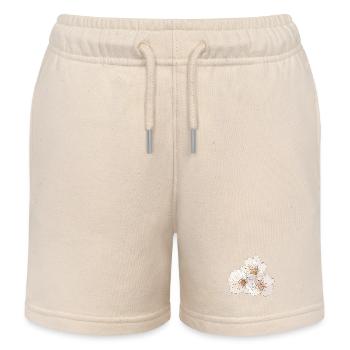 Cherry Blossoms | Zen Floral Illustration - Kids Organic Sweat Shorts by Stanley/Stella - soft Ecru - Front
