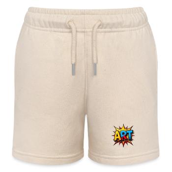 Pop Art "ART" – Gaudy Art Typography Design - Kids Organic Sweat Shorts by Stanley/Stella - soft Ecru - Front