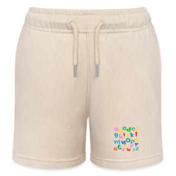 School Child ABC Letters - Kids Organic Sweat Shorts by Stanley/Stella - soft Ecru - Front