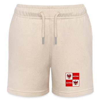 Double Eagle Red White Block - Kids Organic Sweat Shorts by Stanley/Stella - soft Ecru - Front