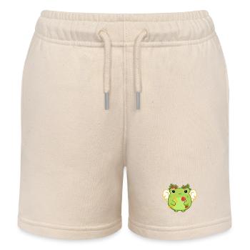 Love Frog with Heart Bow - Kids Organic Sweat Shorts by Stanley/Stella - soft Ecru - Front