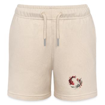 Koi Fish Harmony - Kids Organic Sweat Shorts by Stanley/Stella - soft Ecru - Front