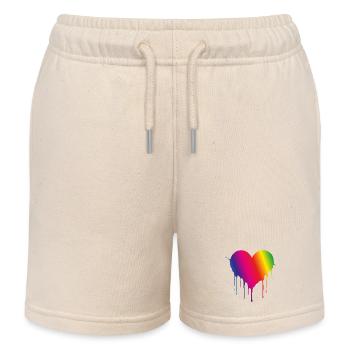 Rainbow Drip Heart - Kids Organic Sweat Shorts by Stanley/Stella - soft Ecru - Front