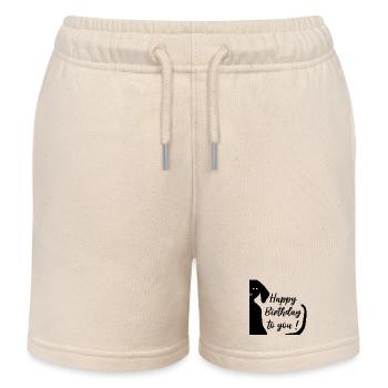 Happy Birthday Dachshund - Kids Organic Sweat Shorts by Stanley/Stella - soft Ecru - Front