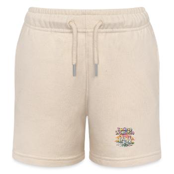 I Wake Up In The Future Retro Futurism Utopia City - Kids Organic Sweat Shorts by Stanley/Stella - soft Ecru - Front