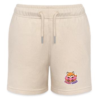 Cute Kawaii Fox Donut Worry Pun T-Shirt - Kids Organic Sweat Shorts by Stanley/Stella - soft Ecru - Front