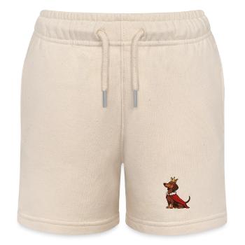 Proud Dachshund with Crown – Royal Dog - Kids Organic Sweat Shorts by Stanley/Stella - soft Ecru - Front