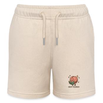 Deep thinker brain while reading - Kids Organic Sweat Shorts by Stanley/Stella - soft Ecru - Front
