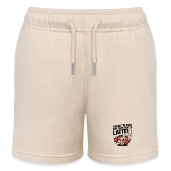 Fight for Your Right to Latte – Boxing Coffee Cup  - Kids Organic Sweat Shorts by Stanley/Stella - soft Ecru - Front