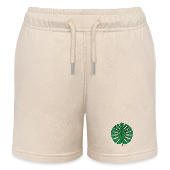 Green Monstera Leaf – Tropical Botanical Look - Kids Organic Sweat Shorts by Stanley/Stella - soft Ecru - Front