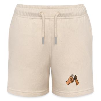 Fist Bump Bond Across Species Animal friend - Kids Organic Sweat Shorts by Stanley/Stella - soft Ecru - Front
