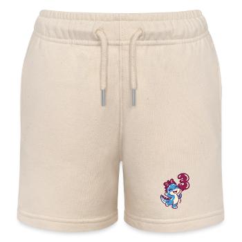 Süßer Dino zum 3. Geburtstag – Mädchen Dinosaurier - Kinder Organic Joggingshorts Mini Bolter von Stanley/Stella - Natur - Vorne