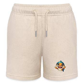 Lachender Hai Cartoon - Kinder Organic Joggingshorts Mini Bolter von Stanley/Stella - Natur - Vorne