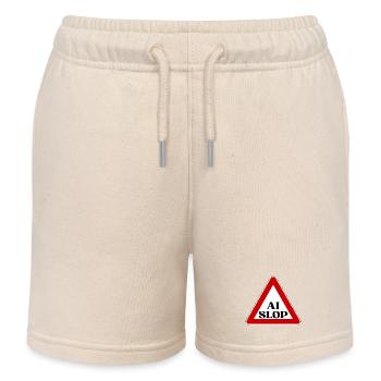 AI SLOP WARNSCHILD ACHTUNG KI MÜLL LUSTIGER SPRUCH - Kinder Organic Joggingshorts Mini Bolter von Stanley/Stella - Natur - Vorne