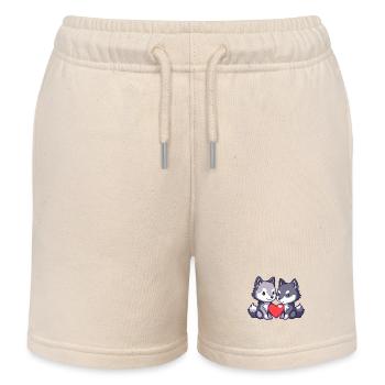 Loup Couple Amour Couple Amoureux - Short de jogging enfant bio Stanley/Stella - écru doux - Devant