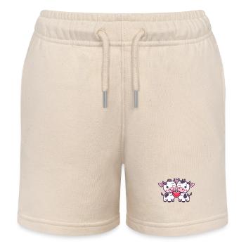 Cow Couple Love Couple In Love - Kids Organic Sweat Shorts by Stanley/Stella - soft Ecru - Front