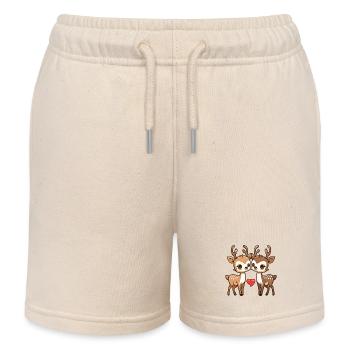Cerf Bande Dessinée Couple Amour - Short de jogging enfant bio Stanley/Stella - écru doux - Devant