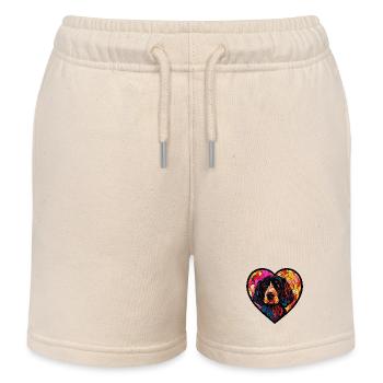 Cocker Spaniel Hund Herz Hundeliebe - Kinder Organic Joggingshorts Mini Bolter von Stanley/Stella - Natur - Vorne