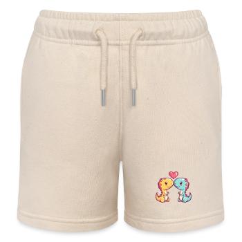 Dinosaure Brontosaure Couple Amour Couple Amour Couple - Short de jogging enfant bio Stanley/Stella - écru doux - Devant
