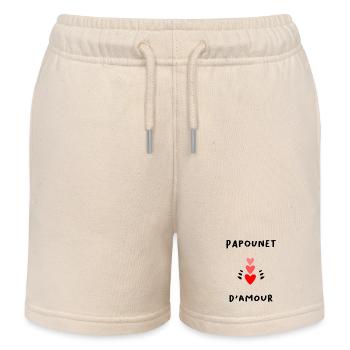 PAPOUNET. PAPOUNET D'AMOUR. PAPA. FÊTE DES PÈRES. - Short de jogging enfant bio Stanley/Stella - écru doux - Devant