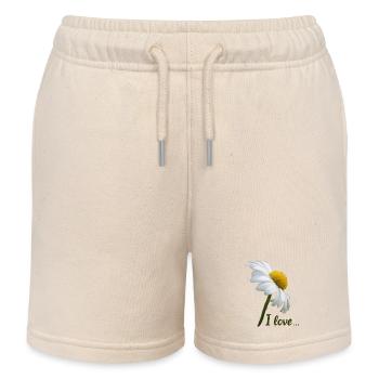 Margeriten I love weiße Blume Margerite - Kinder Organic Joggingshorts Mini Bolter von Stanley/Stella - Natur - Vorne