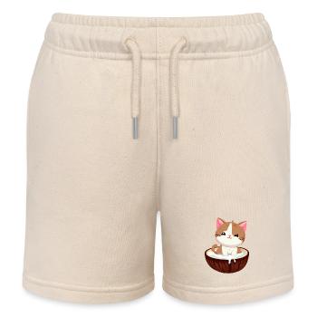 Cat in coconut milk, exotic and cute - Kids Organic Sweat Shorts by Stanley/Stella - soft Ecru - Front