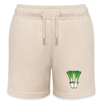 Kawaii Lauchstange, Süßes Gemüse Design - Kinder Organic Joggingshorts Mini Bolter von Stanley/Stella - Natur - Vorne