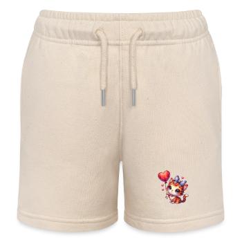 Katze fliegt mit Ballons nach oben süße Katzen - Kinder Organic Joggingshorts Mini Bolter von Stanley/Stella - Natur - Vorne