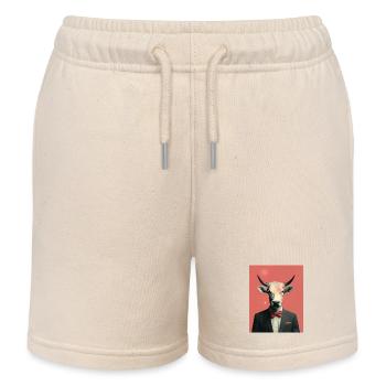 Man cow surreal collage - Kids Organic Sweat Shorts by Stanley/Stella - soft Ecru - Front