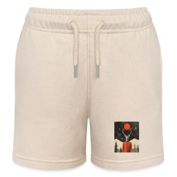 Surreal reindeer winter collage - Kids Organic Sweat Shorts by Stanley/Stella - soft Ecru - Front