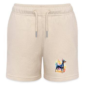 Dobermann Wasserfarben - Kinder Organic Joggingshorts Mini Bolter von Stanley/Stella - Natur - Vorne