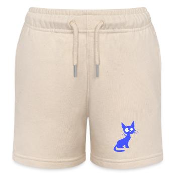 Crazy Cat Squints Funny Eyes Grimace Fun - Kids Organic Sweat Shorts by Stanley/Stella - soft Ecru - Front