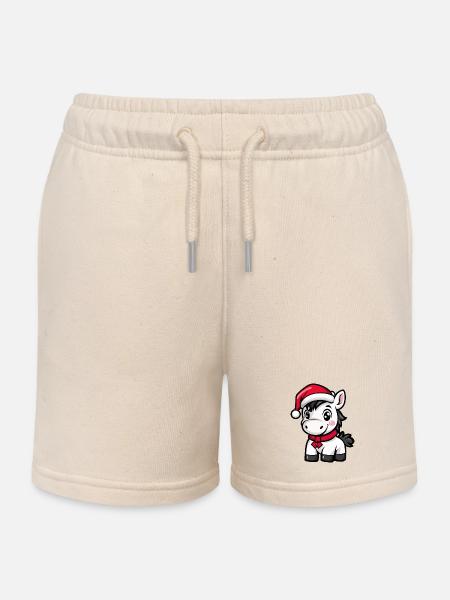 Pferd Weihnachten Niedlich - Kinder Organic Joggingshorts Mini Bolter von Stanley/Stella - Natur