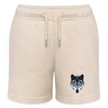 Wolfskopf niedriges Polygon in schwarz-weiß - Kinder Organic Joggingshorts Mini Bolter von Stanley/Stella - Natur - Vorne