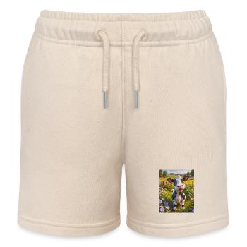 super cute animals on a farm – cow - Kids Organic Sweat Shorts by Stanley/Stella - soft Ecru - Front