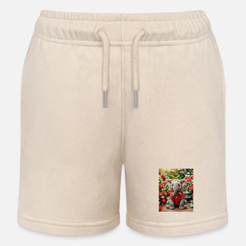 Elephant - Kids Organic Sweat Shorts by Stanley/Stella - soft Ecru